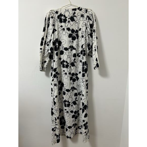 Vintage I Magnin House Dress Sleep Pajama David Brown Floral Small Oversized - Picture 5 of 11